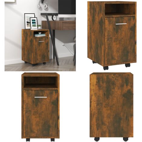 Mobiletto con Ruote Rovere Fumo 33x38x60 cm Legno Multistrato - Armadietto con ruote - Armadietto in legno