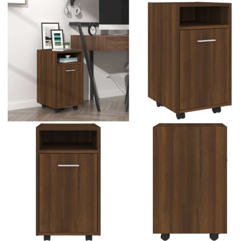 Mobiletto con Ruote Rovere Marrone 33x38x60cm Legno Multistrato - Mobiletto con ruote - Armadietto marrone