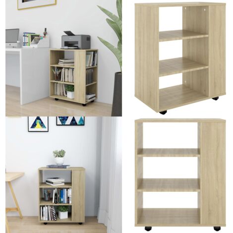 Mobiletto con Ruote Rovere Sonoma 60x35x75 cm Legno Multistrato - Mobiletto in legno - Mobiletto rovere