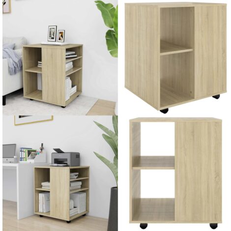 Mobiletto con Ruote Rovere Sonoma 60x53x72 cm Legno Multistrato - Mobiletto in legno - Mobiletto con ruote rovere