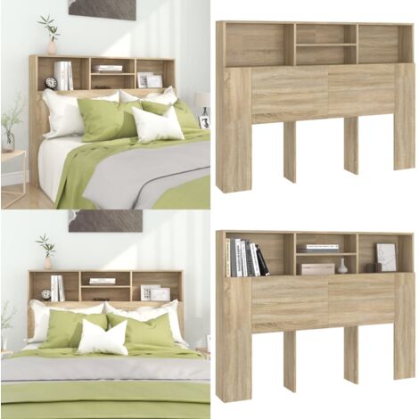 Mobiletto con testiera in rovere Sonoma 140x19x103,5 cm - Testiera in legno - Testiera per letto