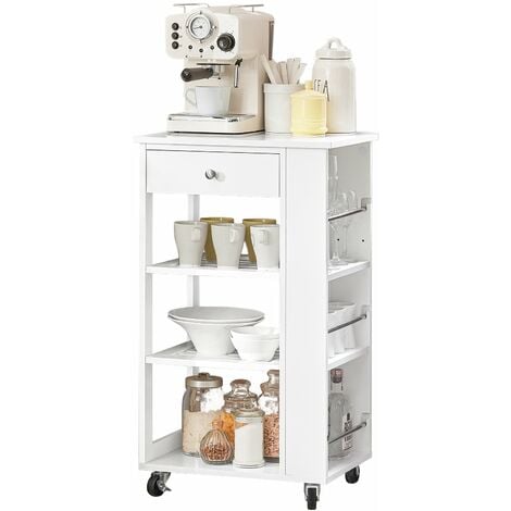 Mobiletto Cucina Salvaspazio Carrello Cucina Con Cassetti Credenza Soggiorno Moderno Con Ruote Mobile Dispensa L50P37A86 Cm FKW12-II-W SoBuy