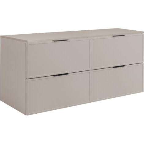 Mobiletto da bagno, Cashmere / Bianco, maniglia nera, 180 ( 2 x 80 + 20) x 46 x 57 cm