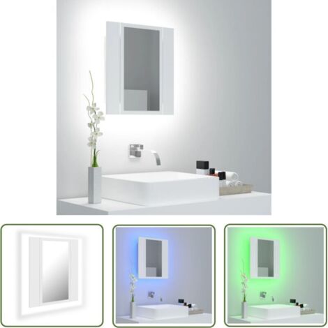 Mobiletto da bagno con specchio a LED, bianco, 40x12x45 cm