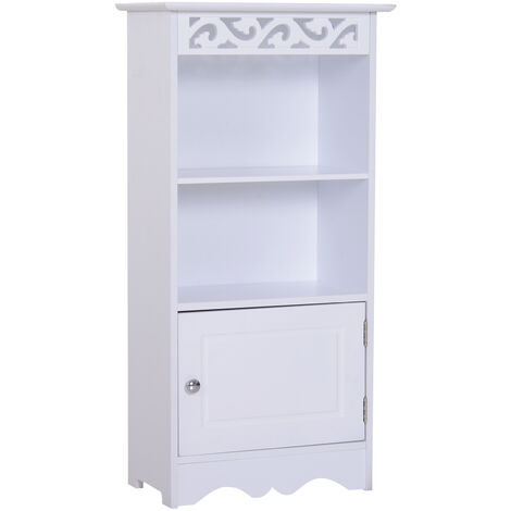 Mobiletto da Bagno in 40x23x80 cm Floreale Bianco
