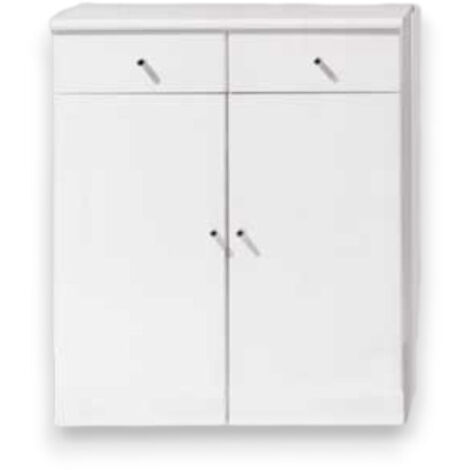 Mobiletto da bagno in legno laccato bianco con 2 ante e 2 cassetti Dolby