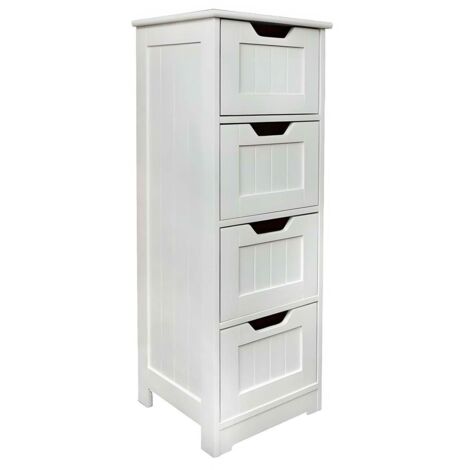 Mobiletto da bagno moderno, stretto, bianco per cosmetici e accessori, 30x30x81 BR2We