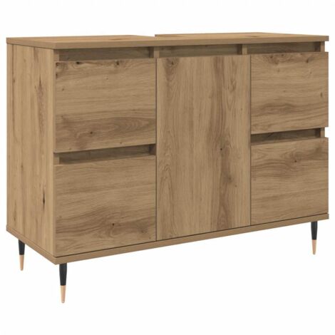 Mobiletto da Bagno Rovere Artigianale 80x33x60 cm in Truciolato vidaXL