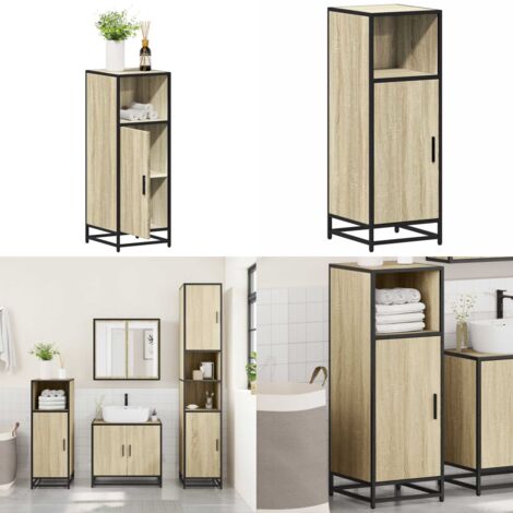 Mobiletto da bagno Rovere Sonoma 35x37,5x100 cm Legno ingegnerizzato - Mobiletto in legno - Mobiletto in metallo