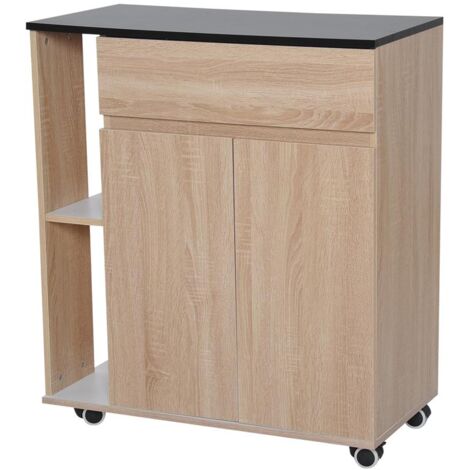 MOBILETTO DA CUCINA CON RUOTE CASSETTI ARMADIETTO LEGNO