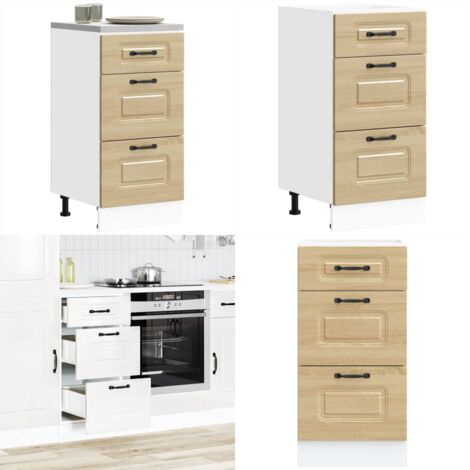 Mobiletto da cucina "Kalmar" Bianco lucido in legno ingegnerizzato - Mobile base da cucina - Mobile in legno ingegnerizzato