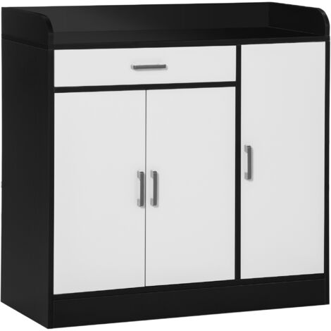 Mobiletto da Cucina Moderno in MDF con 2 Armadietti, 1 Cassetto e Ripiani Regolabili, 90x40x90 cm
