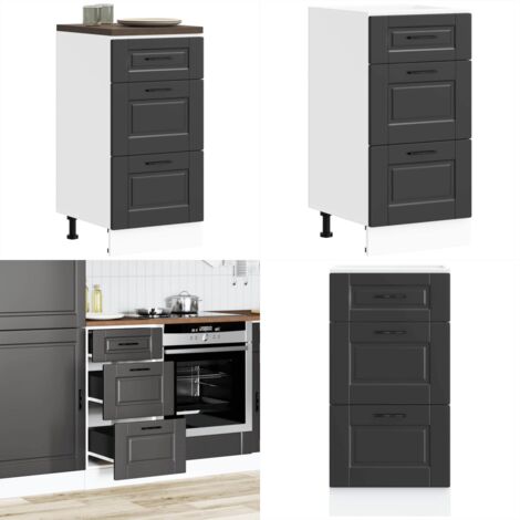 Mobiletto da cucina "Porto" nero in legno ingegnerizzato - Mobile base da cucina - Mobile in legno ingegnerizzato