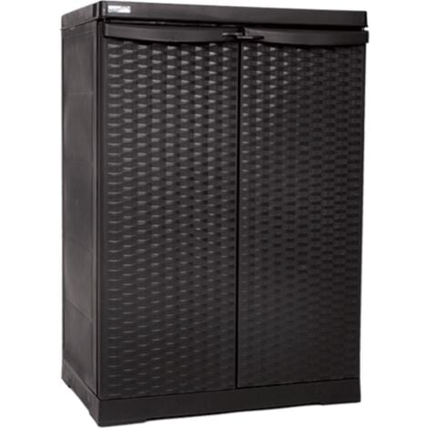 Mobiletto da esterno resina effetto rattan marrone wengé 3 ripiani altezza 91cm