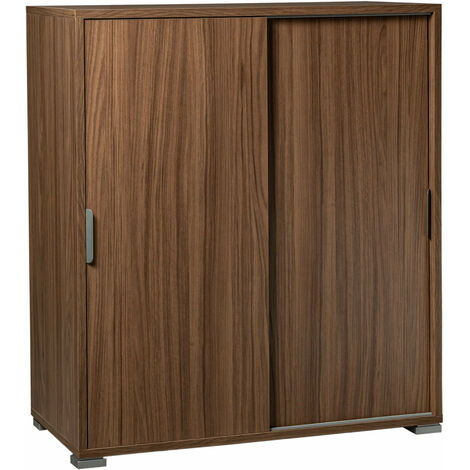 Mobiletto da interno in legno nobilitato bilaminato con ante scorrevoli 3 ripiani Linea Classic -  Brown