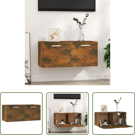 Mobiletto da parete -  Mobile Parete Rovere Fumo 80x35x36,5 cm in Legno Multistrato