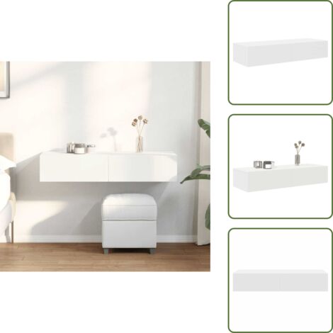 Mobiletto da parete - vidaXL Scaffale a Parete con Cassetti Bianco 100x36x19cm in Truciolato - Scaffale in truciolato