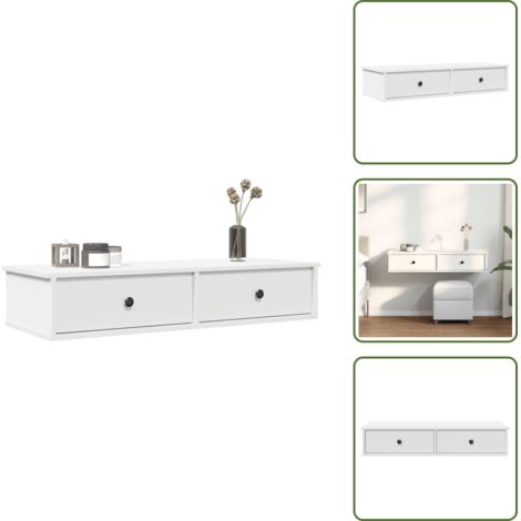 Mobiletto da parete - vidaXL Scaffale a Parete con Cassetti Bianco 100x37,5x19 cm Truciolato - Scaffale in truciolato