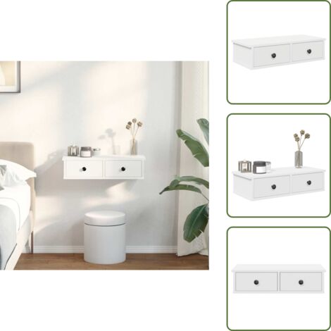Mobiletto da parete - vidaXL Scaffale a Parete con Cassetti Bianco 60x28x15 cm in Truciolato - Scaffale in truciolato