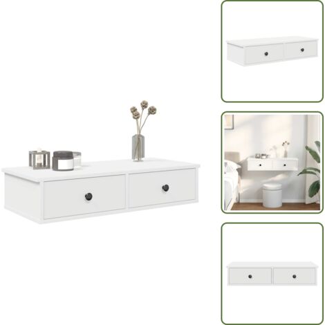 Mobiletto da parete - vidaXL Scaffale a Parete con Cassetti Bianco 80x34x17 cm in Truciolato - Scaffale in truciolato