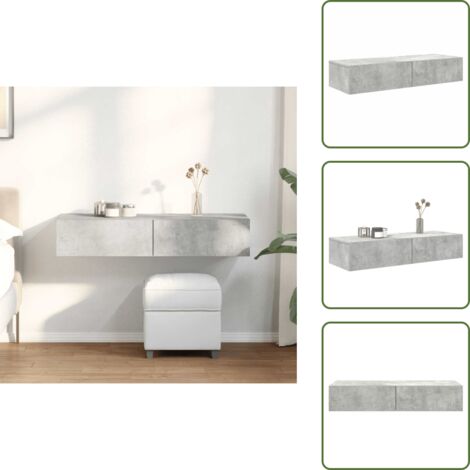 Mobiletto da parete - vidaXL Scaffale a Parete con Cassetti Grigio 100x36x19cm in Truciolato - Scaffale in truciolato