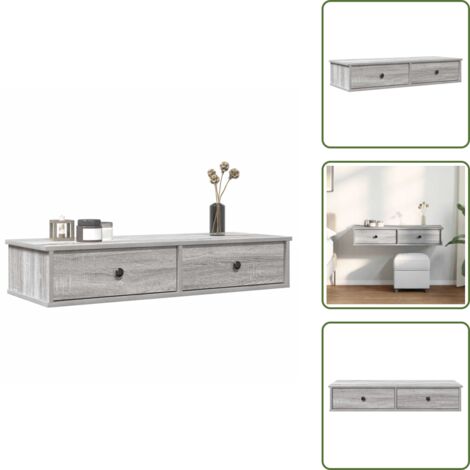 Mobiletto da parete - vidaXL Scaffale a Parete con Cassetti Grigio 100x37,5x19 cm Truciolato - Scaffale grigio