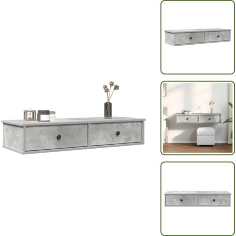 Mobiletto da parete - vidaXL Scaffale a Parete con Cassetti Grigio 100x37,5x19 cm Truciolato - Scaffale grigio cemento