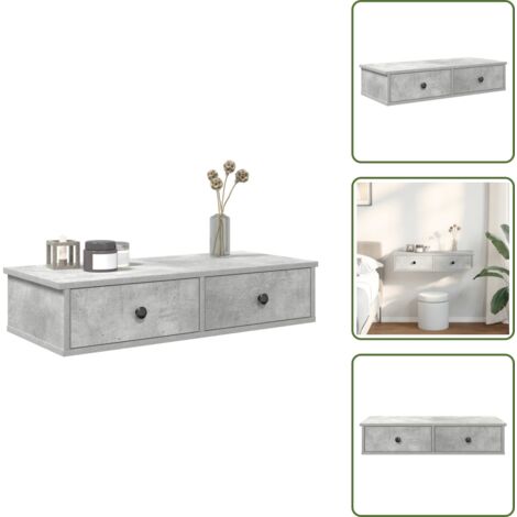 Mobiletto da parete - vidaXL Scaffale a Parete con Cassetti Grigio 80x31x17 cm in Truciolato - Scaffale in truciolato