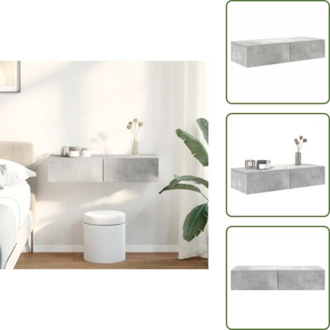 Mobiletto da parete - vidaXL Scaffale a Parete con Cassetti Grigio 80x33x17 cm in Truciolato - Scaffale in truciolato