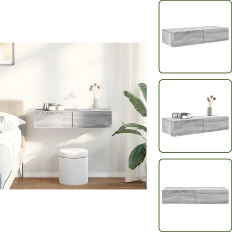 Mobiletto da parete - vidaXL Scaffale a Parete con Cassetti Grigio 80x33x17 cm in Truciolato - Scaffale in truciolato