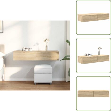 Mobiletto da parete - vidaXL Scaffale a Parete con Cassetti Sonoma 100x36x19cm in Truciolato - Scaffale in truciolato