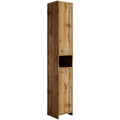 Mobiletto del bagno Nemo 32 x 29 x 167 cm Grigio Cemento con Bianco lucido - Mobiletto armadietto per il bagno, armadio mobili Cabinet laterale - Grigio Cemento, Bianco Lucido