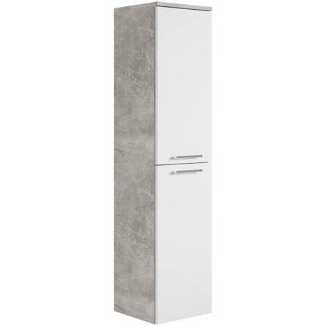 Colonna multiuso 40x35 cm in legno bianco e grigio cemento - Laredo