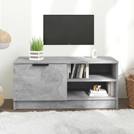 JINLEFU Mobiletto ideale per Tv con anta e 2 scomparti aperti design moderno vari colori colore : Cemento