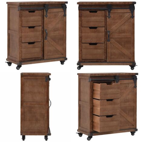 Mobiletto in Legno Massello di Abete 64x33,5x75 cm Marrone - Armadietto in legno - Credenza in legno