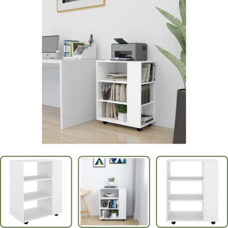 Mobiletto in legno -  Mobiletto con Rotelle Bianco 60x35x75cm in Legno Ingegnerizzato