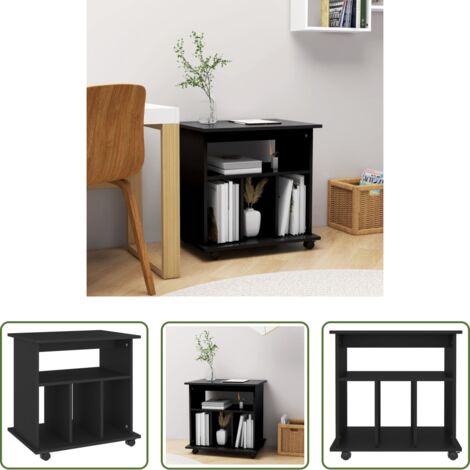 Mobiletto in legno -  Mobiletto con Ruote Nero 60x45x60 cm in Legno Multistrato
