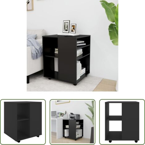 Mobiletto in legno -  Mobiletto con Ruote Nero 60x53x72 cm in Legno Multistrato