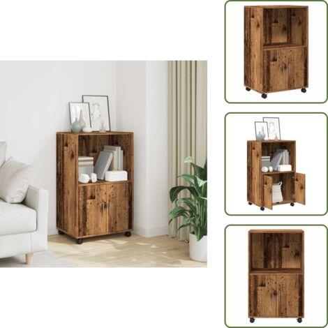 Mobiletto in truciolato - vidaXL Mobiletto con Ruote Legno Antico 55x40x91 cm in Truciolato - Armadietto antico