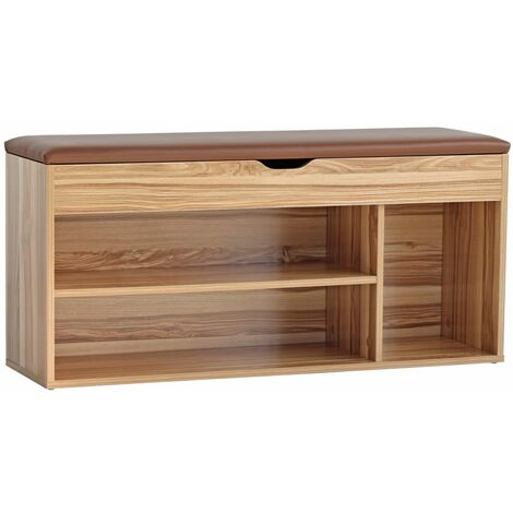 Mobiletto ingresso con scarpiera 104x49 cm in legno naturale
