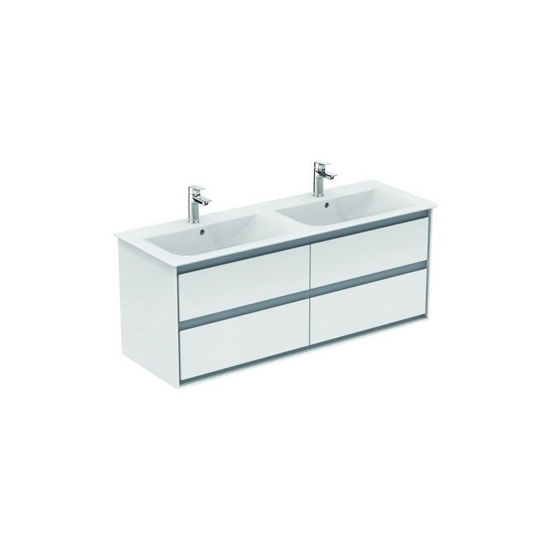 Lavabi Doppi Ideal Standard.Mobiletto Lavabo Doppio Lavabo Ideal Standard Connect Air 1300 Mm 4 Estraibili E0824 Colorazione Bianco Lucido Bianco Opaco E0824b2