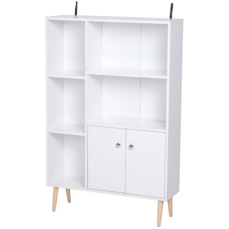 Mobiletto Libreria con Piedini in Legno di Pino Bianco 80x23.5x118 cm