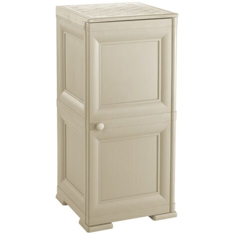 Mobiletto mono anta + 1 ripiano cm 40x43x85,5 in resina colore Angora - Omnimodus