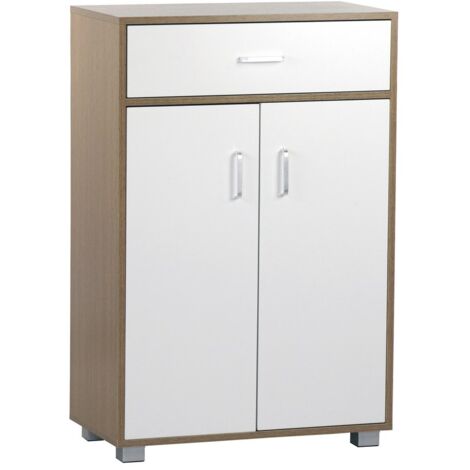 Mobiletto multiuso 63x95 cm in legno rovere e bianco opaco