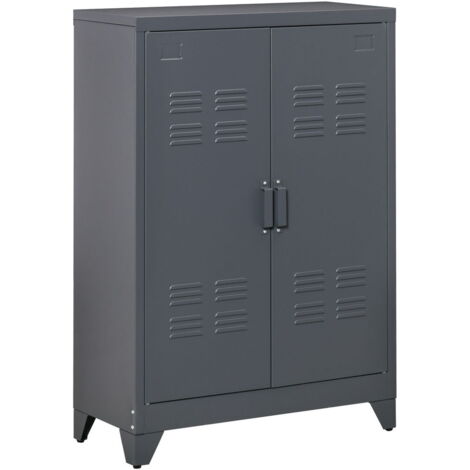 MOBILETTO MULTIUSO A 2 ANTE STILE INDUSTRIAL 75X33X110 CM GRIGIO