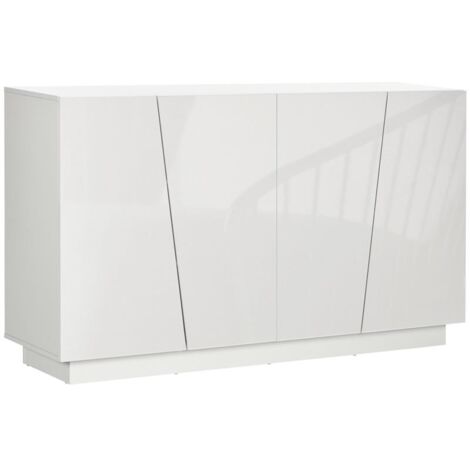 MOBILETTO MULTIUSO IN TRUCIOLATO BIANCO A 5 LIVELLI CON RIPIANO REGOLABILE SU 3 LIVELLI. 150X40X88 CM