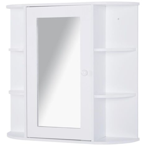 MOBILETTO PENSILE CON SPECCHIO E MENSOLE PER BAGNO 66X17X63 CM IN LEGNO BIANCO