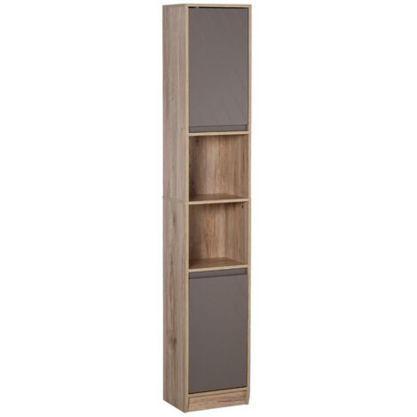 MOBILETTO PER BAGNO IN LEGNO CON 2 ARMADIETTI E 6 RIPIANI 30 X 24 X 170 CM