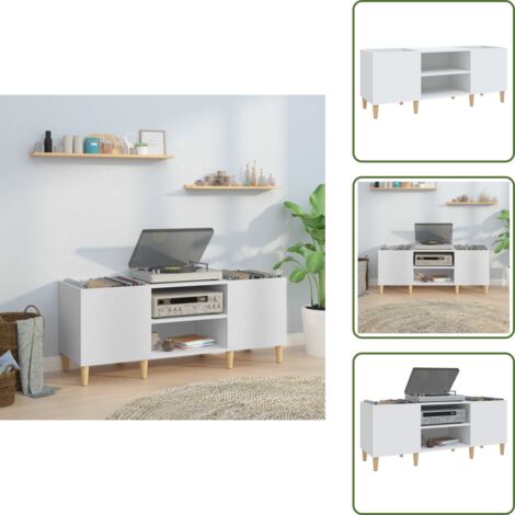 Mobiletto per giradischi - vidaXL Mobiletto Porta Dischi Bianco 121x38x48 cm Legno Massello - Mobiletto TV