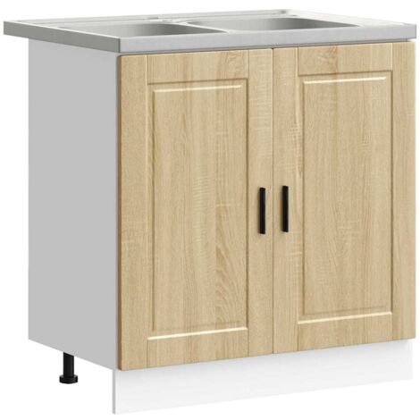 Mobiletto per lavabo con porta Porto Marrone 80 x 46 x 81,5 cm vidaXL